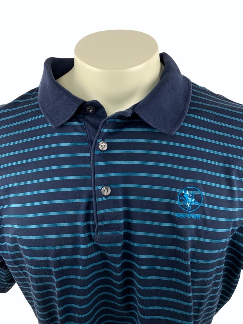 Pringle Scotland Bob O Link Golf Club Vtg Striped Cotton Polo Shirt Mens Size L